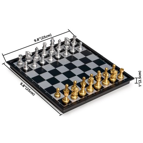Yellow Mountain Imports Travel Magnetic Chess Set (9.8-Inch) - Folding and Portable Board Game
