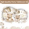 96Pcs We Can Bearly Wait Party Tableware Set Baby Shower Party Supplies Includes Plates Napkins Forks Bearly Wait Party Dinnerware Set Brown Bear Theme Party Decoration for Baby Shower Party Serve 24