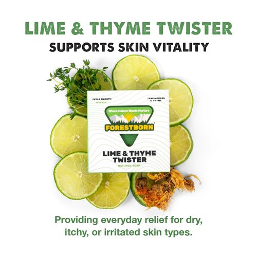 FORESTBORN All Natural, Premium Quality Bar Soap with Smooth Texture, 5 oz, Lime & Thyme Twister - Nurturing Nature and Nourishing Lives