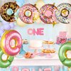8PCS Donut Foil Balloons Donut Theme Birthday Party Decorations Donut Mylar Aluminum Balloons Pink for Kids Baby Shower Party Anniverssary Wedding Party Supplies