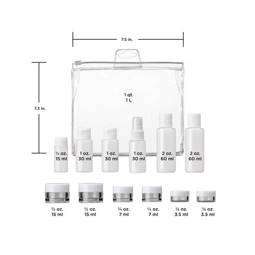 Conair Travel Sized Toiletries, TSA Approved Travel Bottles, Travel Sized Bottles by Travel Smart, 13 Piece Set