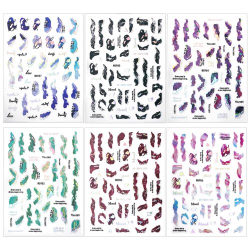 6 Colors Marble Nail Stickers for Women 3D Bronzing Silver Marble Nail Art Stickers Blooming Nail Decals Watercolor Smudge Nail Sticker Self Adhesive Stickers for Nails Foil Nail Designs Nail Supplies