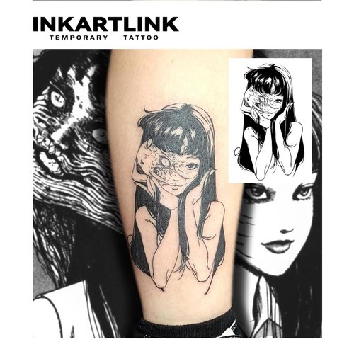 INKARTLINK Temporary Tattoos, 2 Sheets Medium Semi Permanent Tattoo Adult Art Design Waterproof Temp Tattoo Party Favors Realistic Look, No Adhesive, No Reflection, Lasts 1-2 Weeks (Hallucination)