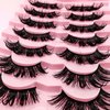 7 Pairs Manga Lashes Wet Look 19mm Flu-ffy D Curl Lashes Volume Spiky Lashes Dramatic Cosplay Lashes Wispy Fairy Lashes Faux Mink False Eyelashes Japanese Korean Lashes(S24)