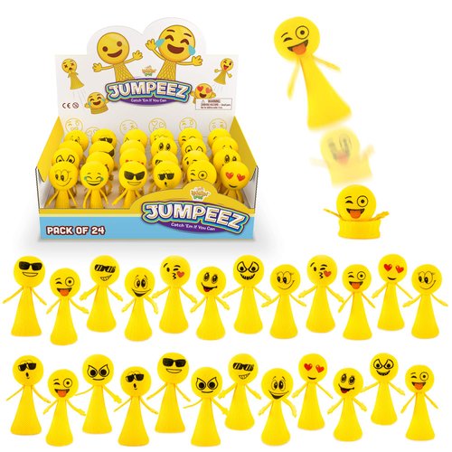 IPIDIPI TOYS Jumping Smiling Poppers - Spring Launcher Toys for Kids - Party Favors and Stocking Stuffers - School Prize Box, Classroom Goodie Bag Fillers, Birthday and Games - (Pack of 24)