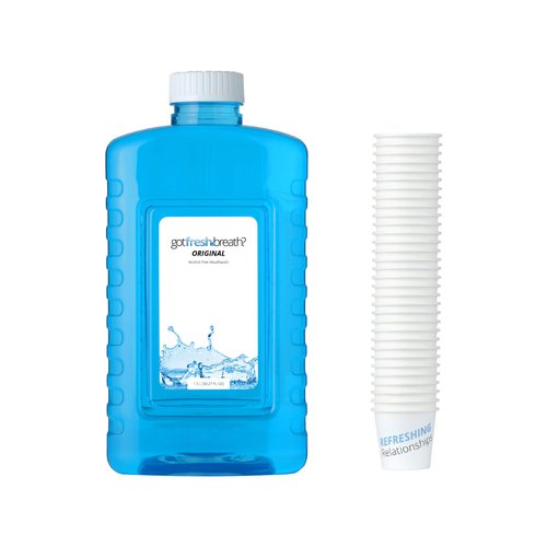 GotFreshBreath Slim Mouthwash Case (Original Flavor) – 6 Bottles + Cups - Alcohol-Free Mouthwash - Fits Both Auto and Manual Dispensers, 600 Uses Per Case, for Commercial and Household Use