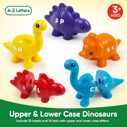 NAODONGLI Montessori Educational Toddler Learning Toys for Ages 2-4 Boys Girls,Dinosaur Alphabet Matching Games for Kids 3-5,ABC Uppercase Lowercase Preschool Toys Gift Set for Kindergarten Daycare