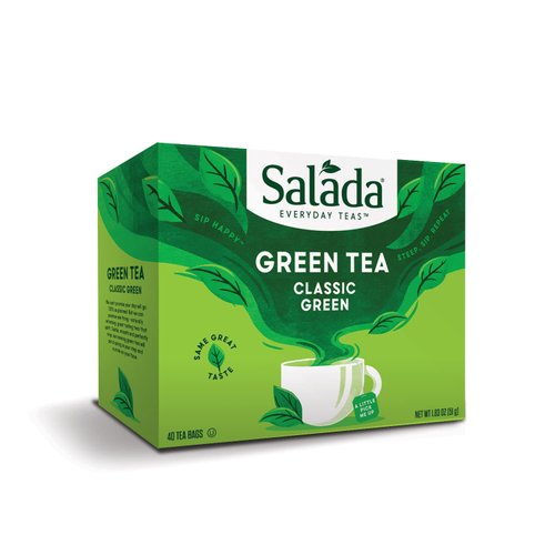 Salada Green Tea with 40 Individually Wrapped Tea Bags Contains Caffeine Brew Hot Naturally Flavored Rich in Antioxidants Zero Calories