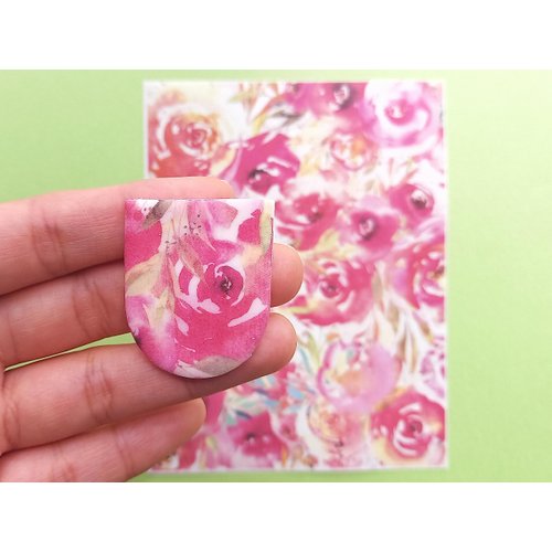 Jinnyous Jewellery Watercolor Flower Polymer Clay Image Transfer Sheet Paper Set of 4 (4 sheets (1 of each))