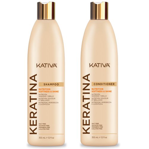 Keratin Shampoo and Conditioner Pack set of 2. Nutrition, Softeness and Shine without Sulfates. Salt and Parbens Free.