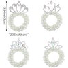 4 Pcs Beaded Hair Accessories - White Pearl Beads Crystal Crown Scrunchies, Elastic Ponytail Holders & Princess Hair Rope Ties for Women Girls