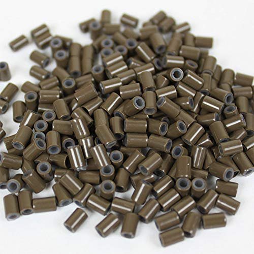 HAIR DE VILLE Silicone Lined Copper Micro Tube Rings Links Beads Linkies For I Tip Stick Glue Feather Hair Extensions (500 PCS 4mm, Brown)