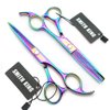 5.5 Inches Hair Cutting Scissors Set with Razor Combs Lether Scissors Case,Hair Cutting Shears Hair Thinning Shears for Personal and Professional (Raibow)