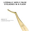 Pretty memory DIY Eyelash Applicator Tool, Curved Eyelash Tweezers for False Lashes, Lash Applicator for Easy Lashes Application and Removal, Gold