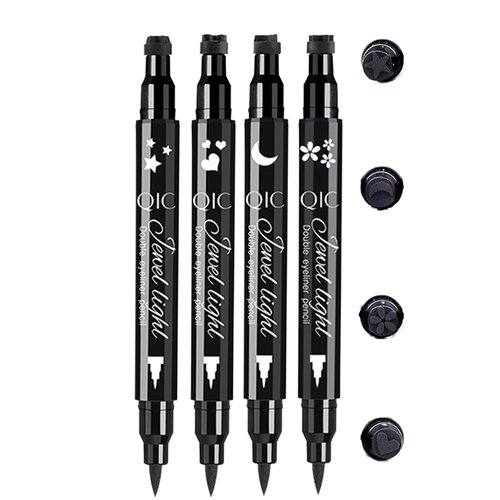 TUKEFEV Winged Eyeliner Pencil 4 Pack Eyeliner Stamps Black Liquid Eye Liner Waterproof Smudge-Proof Lines Liquid Long-Lasting Eye Pencil for Women