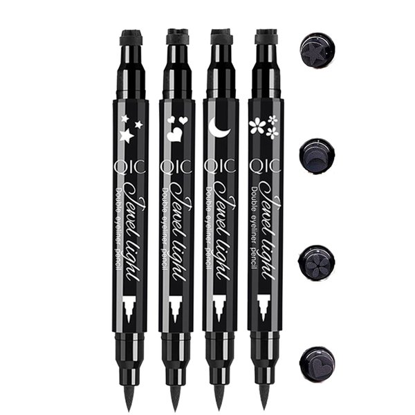 TUKEFEV Winged Eyeliner Pencil 4 Pack Eyeliner Stamps Black Liquid Eye Liner Waterproof Smudge-Proof Lines Liquid Long-Lasting Eye Pencil for Women