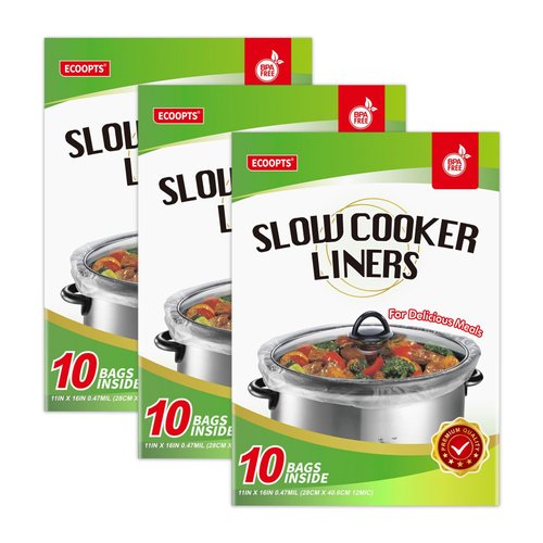 ECOOPTS Slow Cooker Liners Disposable Cooking Bags Small Size Pot Liners Fit 1QT to 3QT Suitable for Oval & Round Pot (30)