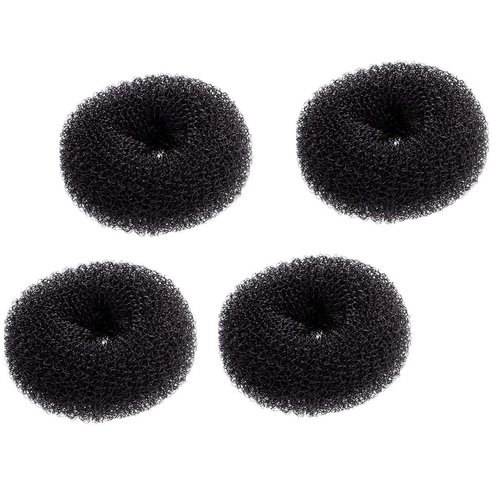 4 Pack Black Extra Small Hair Bun Maker Mini Chignon Hair Doughnut Shaper Hair Donut Sock Bun Form Hair Accessories for Kids, Girls, Short and Thin Hair (Size 2.4 Inch)