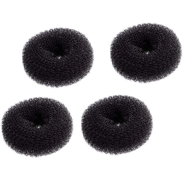 4 Pack Black Extra Small Hair Bun Maker Mini Chignon Hair Doughnut Shaper Hair Donut Sock Bun Form Hair Accessories for Kids, Girls, Short and Thin Hair (Size 2.4 Inch)
