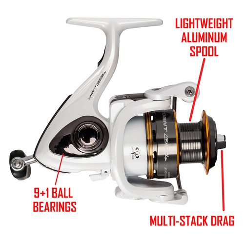 Ardent Arrow 5.0:1 Spinning Fishing Reel - Left or Right Hand White / Orange, 2000