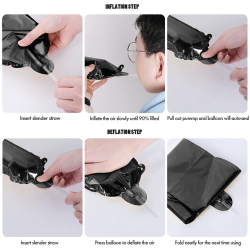 CANREVEL Happy Birthday Banner 13pcs 16 Inch Mylar Foil Letters Sign with 8pcs Star Balloons Birthday Party Decorations for Kids and Adults - 3D Black