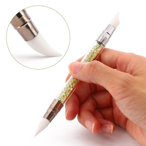 5 Pcs Silicone Nail Tools Dual Tipped Nail Art Sculpture Pen Rhinestone Nail Polish Carving Pen Rubber Tip Nail Brushes