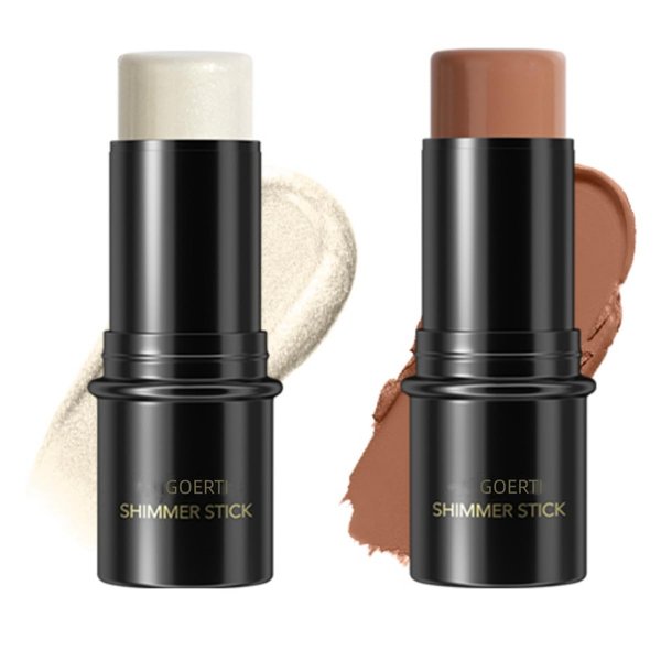 2Pcs Cream Contour Stick Bronzer Highlighter Makeup Stick Face Brightens or Shades Pencil Professional Shaping and Contouring Pen for a Flawless Look Waterproof Non-greasy Non-drying (03# 08#)