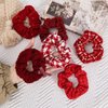 Yonchic 6-Piece Velvet Elastic Hair Ties, Gentle Style Christmas Scrunchies for Women Long Thick Hair, No Damage Hair Scrunchies Rubber Bands Accessories (Red)
