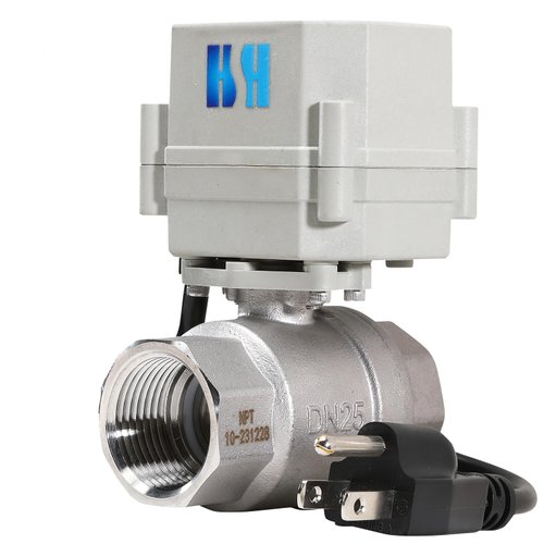 HSH-Flo 1 inch DN25 110-230VAC Normally Closed Stainless Steel 304/CF8 Motorized Electrical Ball Valve With U.S. Plug