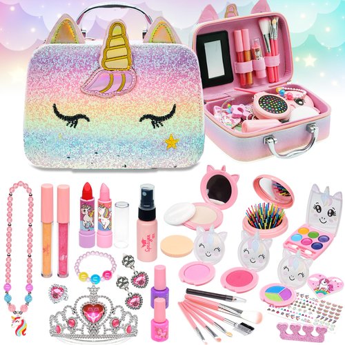 Kids Makeup Kit for Girl - Kid Toys Real Washable Make up Set for Little Girls,Girls Makeup for Toddlers,Princess Play Makeup,Christmas Birthday Gifts Toy for Children 4 5 6 7 8 9 10 Year Old
