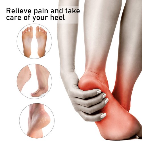 4 Pieces Heel Cushions Protectors Plantar Fasciitis Heel Pads Heel Cushion Inserts Heel Cups Adjustable Breathable Heel Support for Cracked, Dry, Achilles Heels, Heel Pain Relief (L, Black)