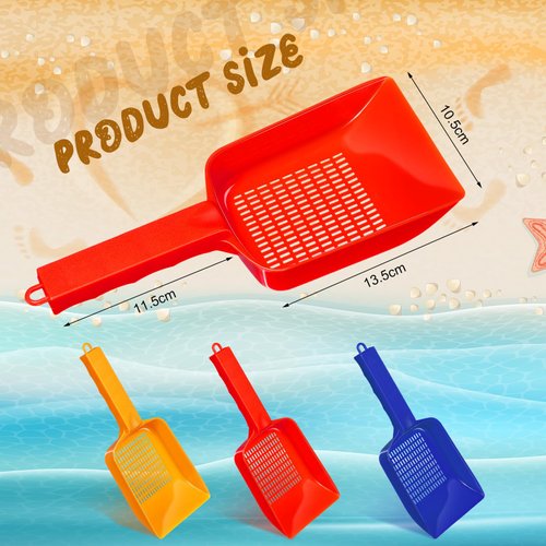 Seenelling 3 Pcs Beach Mesh Shovel Sand Sifter for Boys and Girls Shell Scooper for Beach Shell Collecting Scooper for Picking up Shells, Shark Tooth, Beach Accessories
