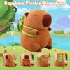 Emoin Capybara Plush Toys Kawaii Capybara Plushies with Turtle Backpack Soft Brown Capybara Stuffed Animals Capybara Gifts Doll Pillow for Baby Boys Girls Toys - 9Inch