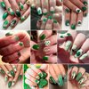 8PCS St. Patrick's Day Nail Art Stickers -Green Four-leaf Clover Leaf Nail Decals 3D Self Adhesive Luck of Irish Clover Nail Supplies Spring Summer Shamrock Design for St. Patrick's Day DIY Nail Decor