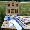 Oojami Wooden Police Station Crafting Kit: 12 DIY Unfinished Police Station Decoration Party Favors Supplies Ideal for Kids and Adults of All Ages with Paints and Brush (Pre-Assembled)