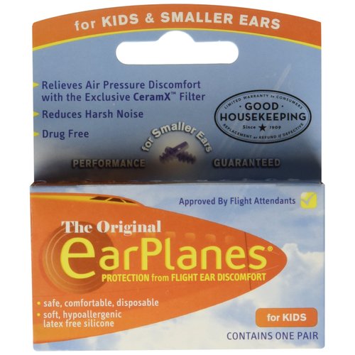 Earplanes Childrens Ear Plugs Disposable for Flight Sound Noise and Air Protection, 1 Pair