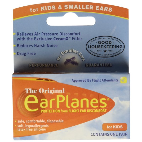 Earplanes Childrens Ear Plugs Disposable for Flight Sound Noise and Air Protection, 1 Pair