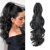 WZNBBOY Claw Clip Ponytail Extension Clip in Hair Extension Long Curly Wavy Pony Tail Natural Soft Synthetic Curly Hairpiece For Women (Black)