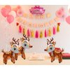 4D Deer Airwalker Walking Animal Balloon For Christmas Party Supplies Baby Showers Gender Reveal Birthday Decor, 3 Pack Self-Stand Reindeer Balloons Forest Critter Buck or Doe Deer Mylar Foil Balloons