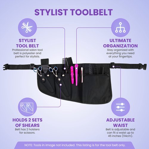 Stylist Tool Belt - Polyester Tool Pouch Belt for Salon Stylists - Holds 2 Shears - Shears Holder - Scissor Holster for Hairdressers - Shear Holster - Scissors Holder