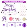 YEOCU Birthday Decorations, NO DIY, Pre-Strung Happy Birthday Banner with Honeycomb Balls, Hanging Swirls, Circle Dots Garland, Happy Birthday Party Decorations for Women Men Boys Girls (Purple)