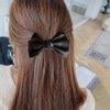 1Pc Black PU Leather Hair Clip, Bow Duckbill Clip Korean Style Hairpin Sweet Barrette, Fashion Headwear Hair Accessories for Women Girls,Clips and Barrettes,Hair Accessories
