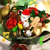 Tanbucht 882pcs Ornaments Christmas Music Bouquet Vase Decoration Building Set,with Red Roses Flowers,Gingerbread,Pine Cones, Santa Claus,Candy,Pine Tree,Hidden Music Box, (Bouquet)