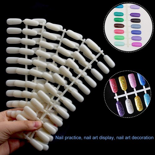 Noverlife 600PCS Flat False Nail Tips for Nail Color Display Book, Fake Nail Art Tips for UV Gel Polish Nail Color Swatches Samples Organizing Tabletop Display Board Nail Salon Practice