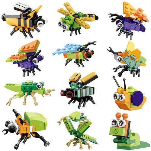 BRICHBROW Party Favors for Kids - 12 Pack Animals Building Blocks for Goodie Bags Stocking Stuffers Classroom Prizes Birthday Gifts Toy Building Sets for Kids 6-12yrs