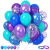 Purple Blue Teal Balloon,50 Pcs 12 Inches Metallic Blue Purple Teal Balloons Confetti Balloons for Kids Video Game Party Decoration Baby Shower Engagement Party Supplies