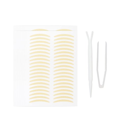 VOCOSTE Double Eyelid Stickers, 960 Pcs Invisible Eyelid Tape, Eye Lift Tape with a Fork, Tweezers, Suitable for Single Eyelid, Asymmetrical Eye, Droopy Eye,Beige
