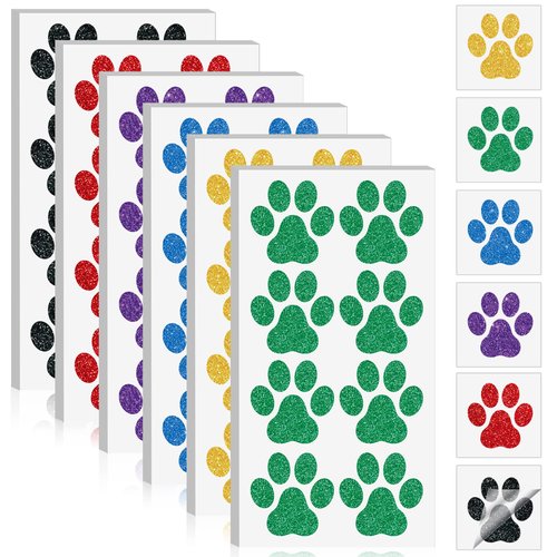 20 Sheets 240 Pcs Dog Paw Glitter Tattoo Sticker Temporary Tattoos Dog Paw Body Tattoos for Women Girls Face Body Accessories (Bright Color)