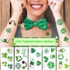 St. Patrick's Day Temporary Tattoos Sticker Shamrock Tattoos Waterproof Sweat Green Hat Clover Face Irish Festival Sticker for Boy Girl Body Arm Face Decoration (20 Sheets, 60x105mm/2.36×4.13in)