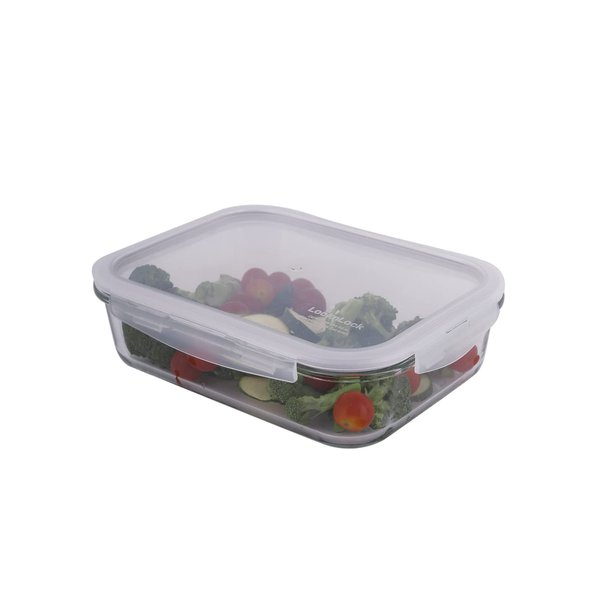 LOCK & LOCK Purely Better Glass Food Storage Container with Lid, Rectangle-51 oz, Clear